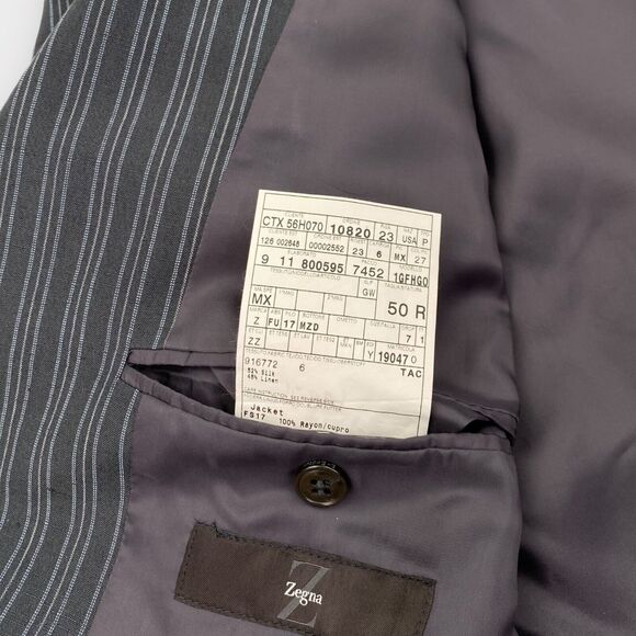 Z Zegna Blazer Mens 40R Silk Linen 'Sweater' Striped 3 Button Lightweight - Picture 8 of 12